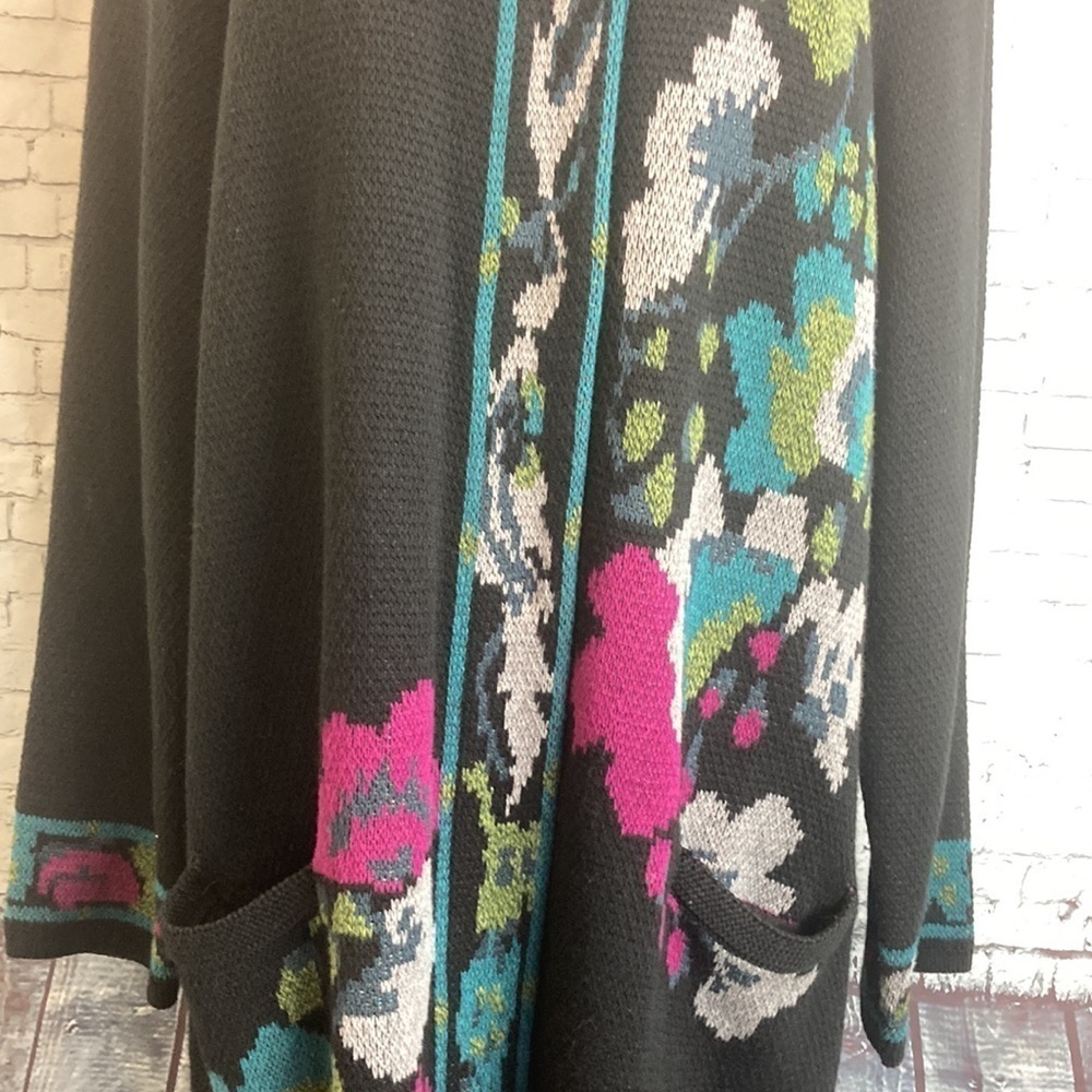 J. Jill Trailing Flowers Jacquard Topper Coat Large Lagenlook Floral Duster Fall - Picture 4 of 16